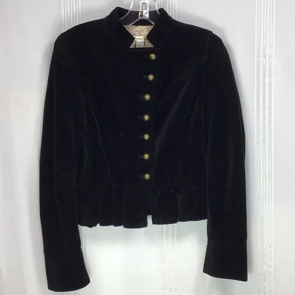 VTG American Rag Black Cotton Velveteen Cropped Lined Jacket - Picture 1 of 16